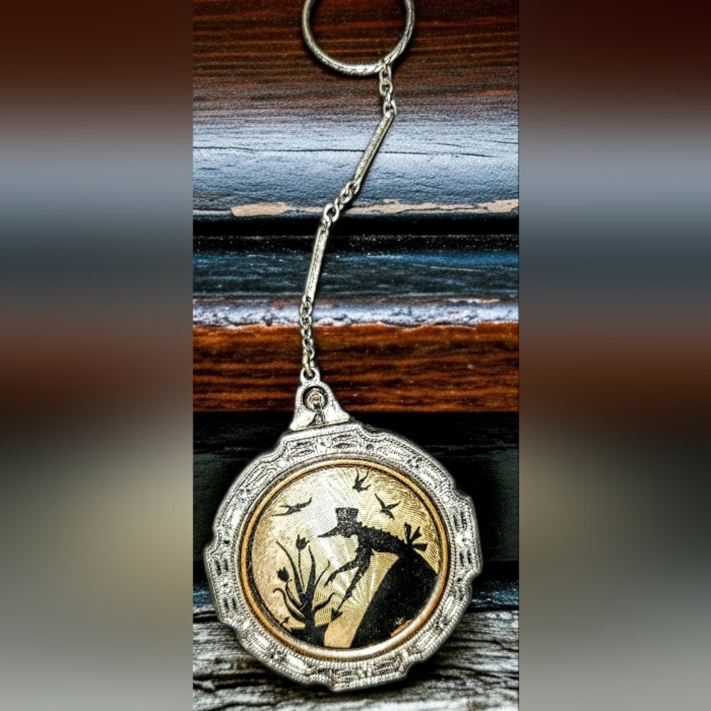 1900's Guilloche Victoria finger compact also Known As Tango Compact